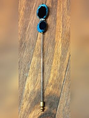 Vintage 5" Hand Blown Glass Beaded Hat Pin